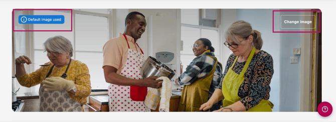 image showing default image used and change image highlighted